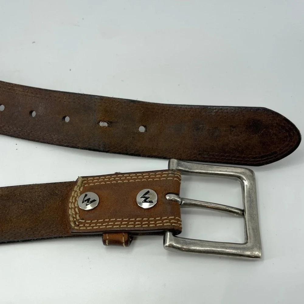 Wrangler Brown Leather Belt Men 44‎ Western 1.5